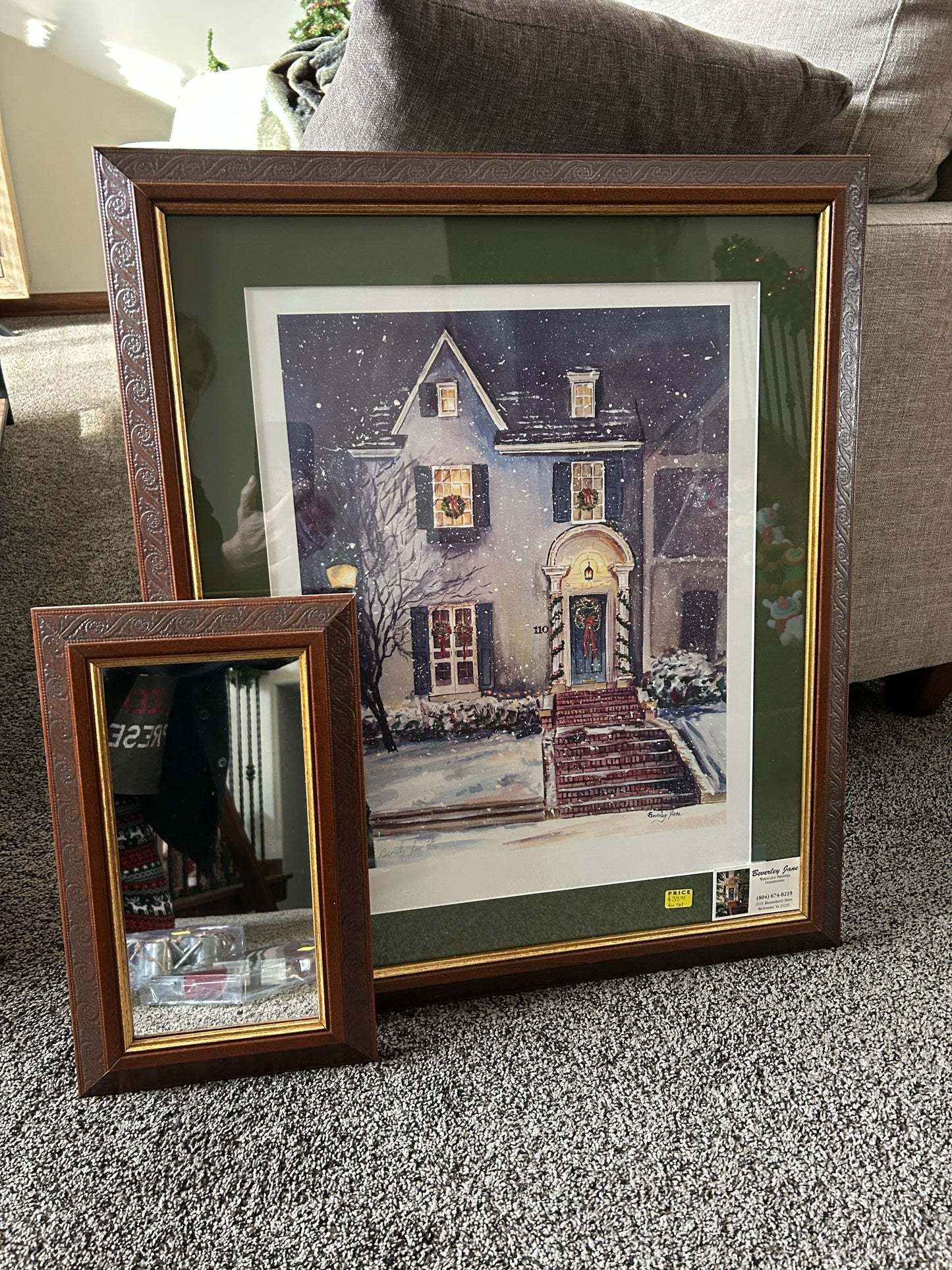 Christmas House Picture and Mirror Set