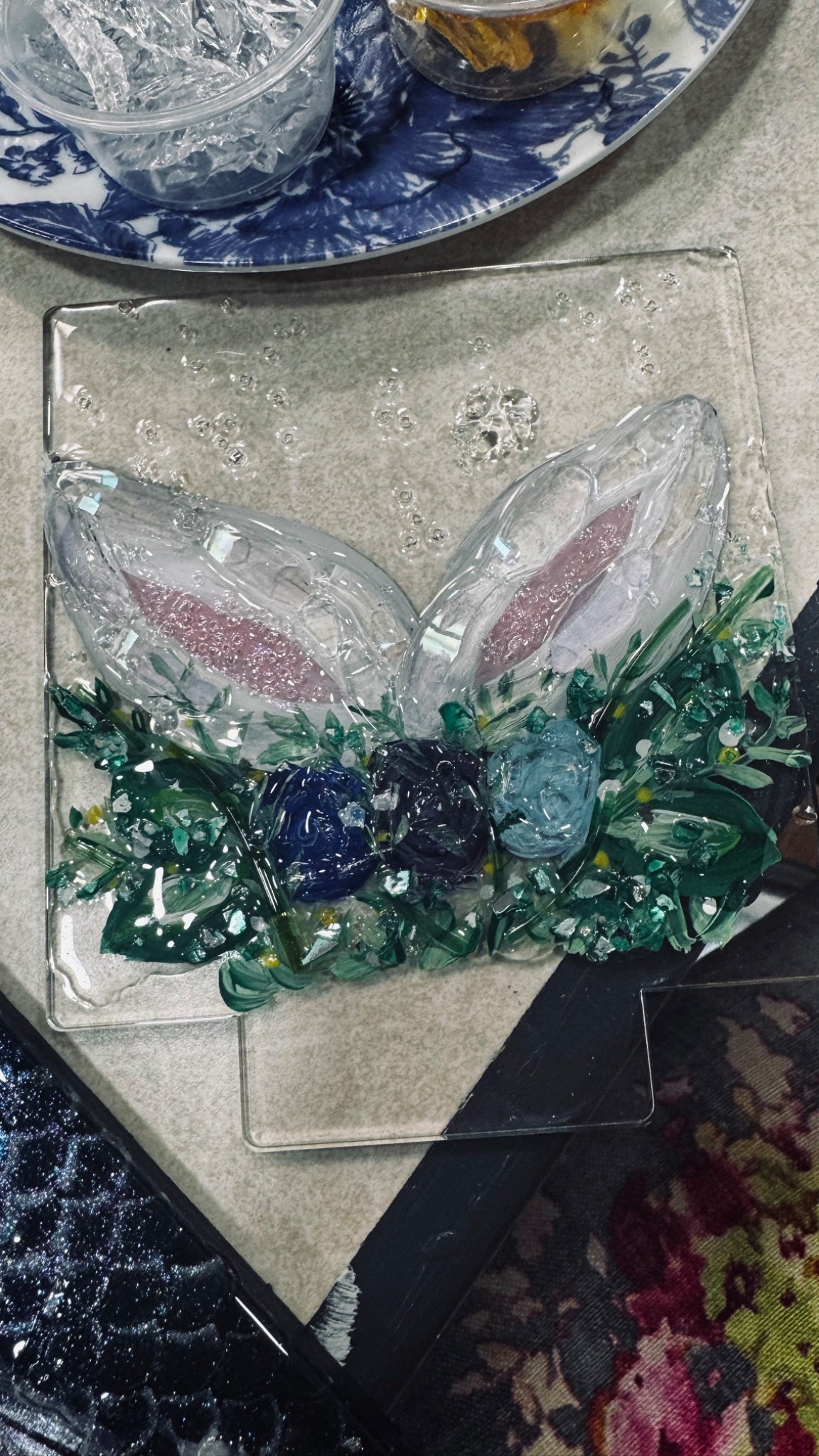 Bunny ears on plexiglass