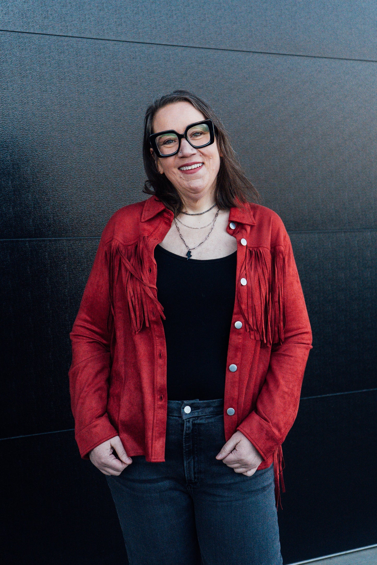 Suede Fringe Lightweight Jacket