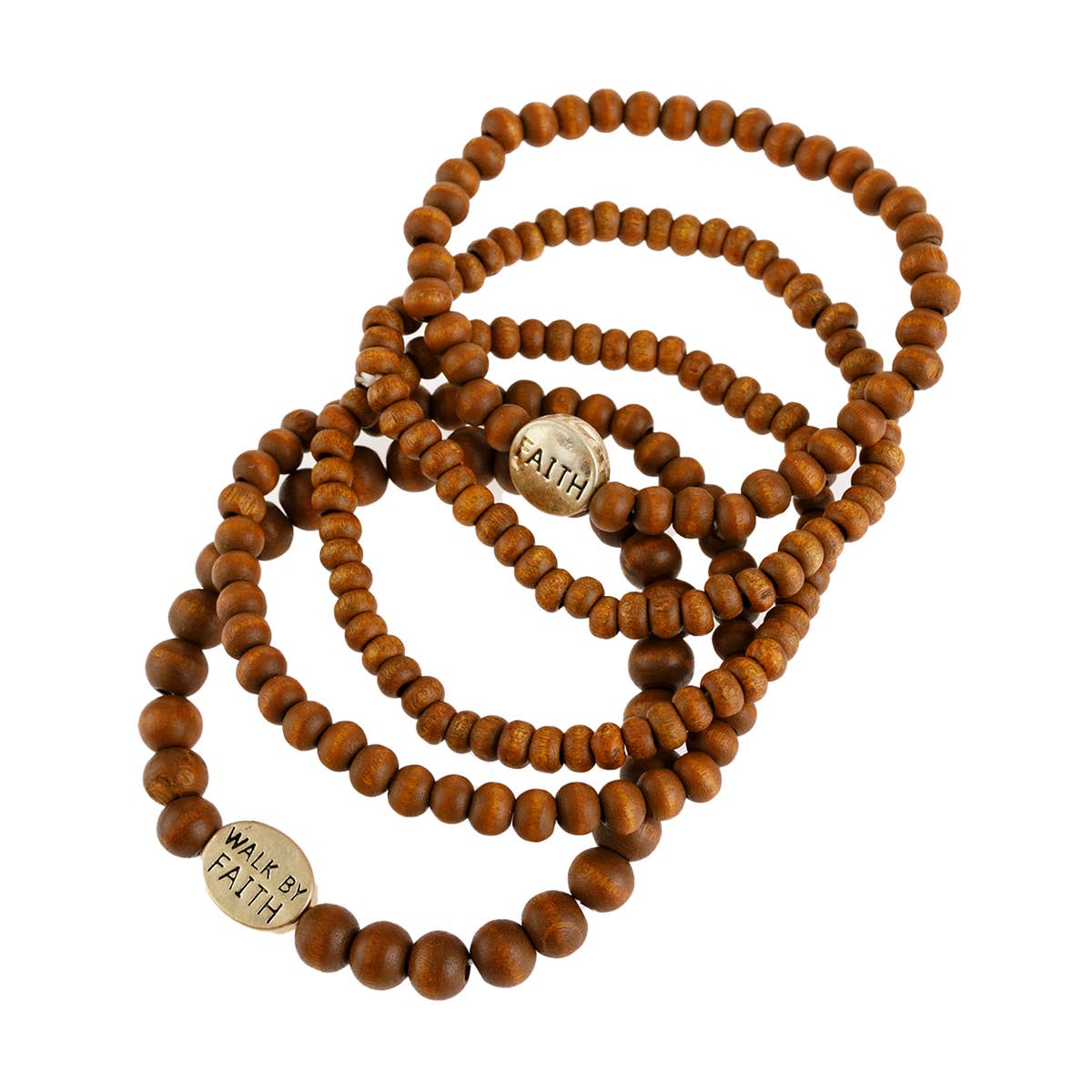 "FAITH" Wooden Brown Bracelet