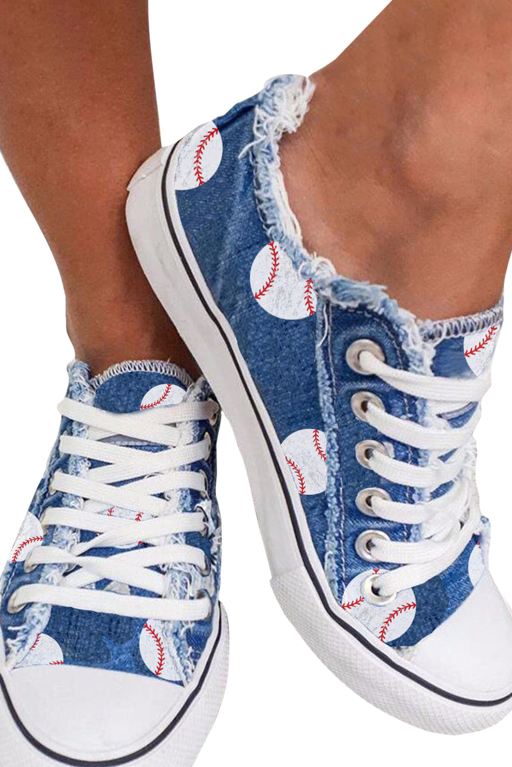 Casual Baseball Print Lacing Up Sneakers