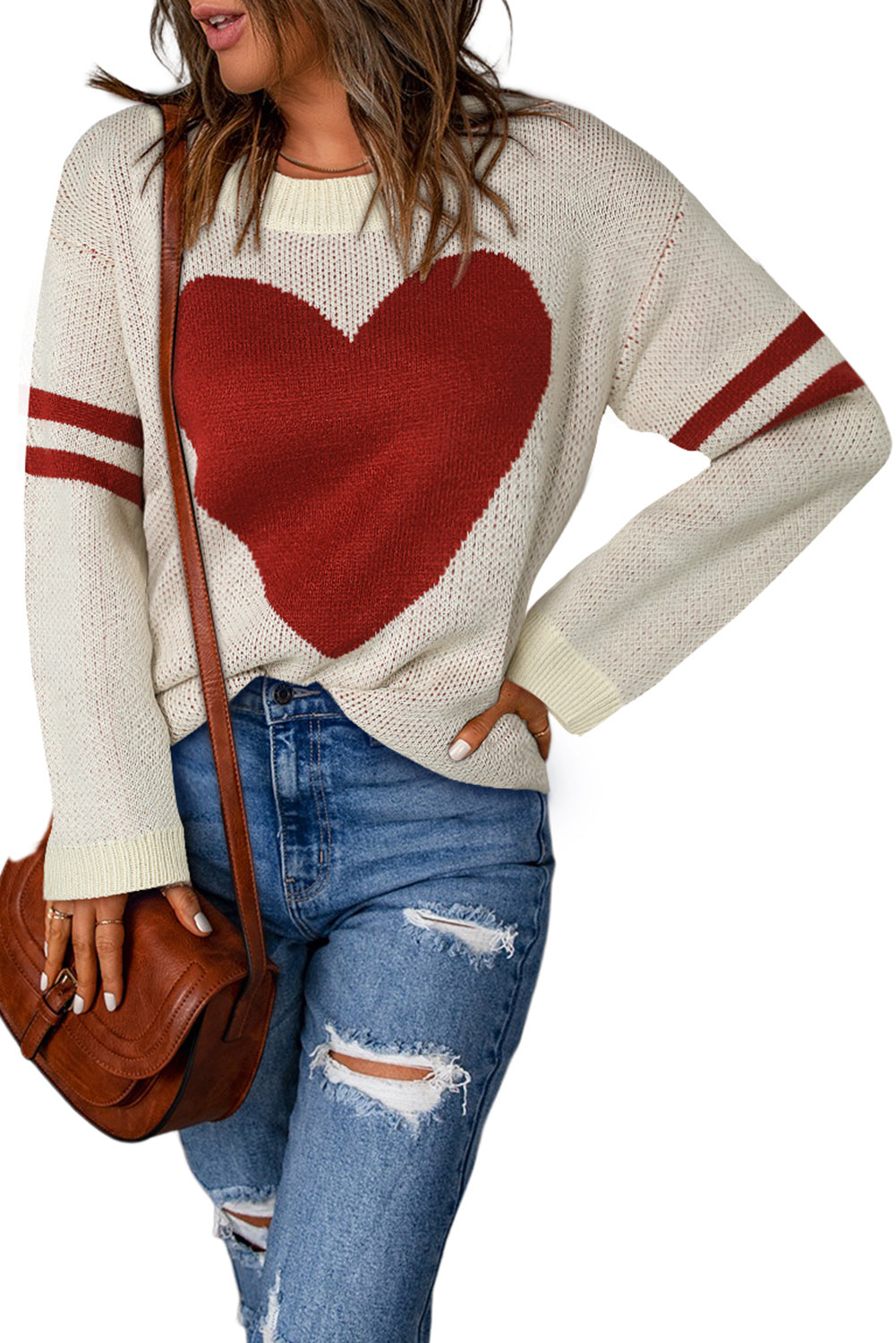 Heart Graphic Wide Sleeves Sweater