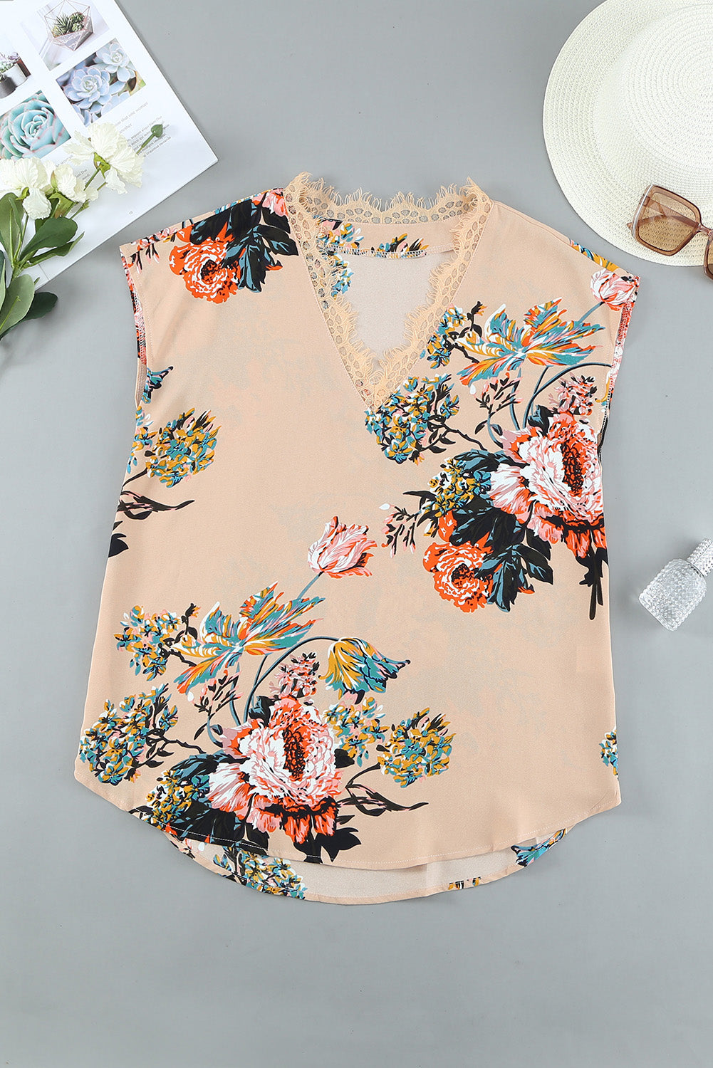 White/Apricot Floral Scalloped V Neck Short Sleeves Top Black Polka Dot Scalloped V Neck Short Sleeves Top Green Leopard Scalloped V Neck Short Sleeves Top