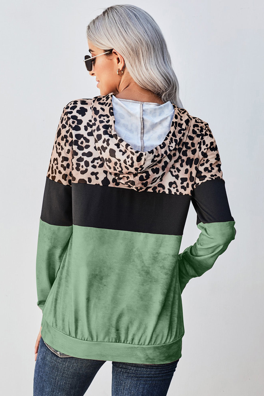 Leopard Tie Dye Colorblock Hoodie