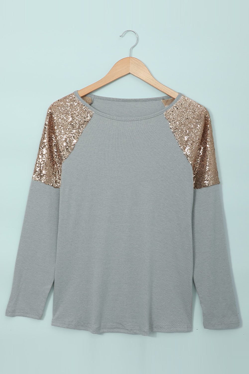 Sequin Shoulder Long Sleeve Top