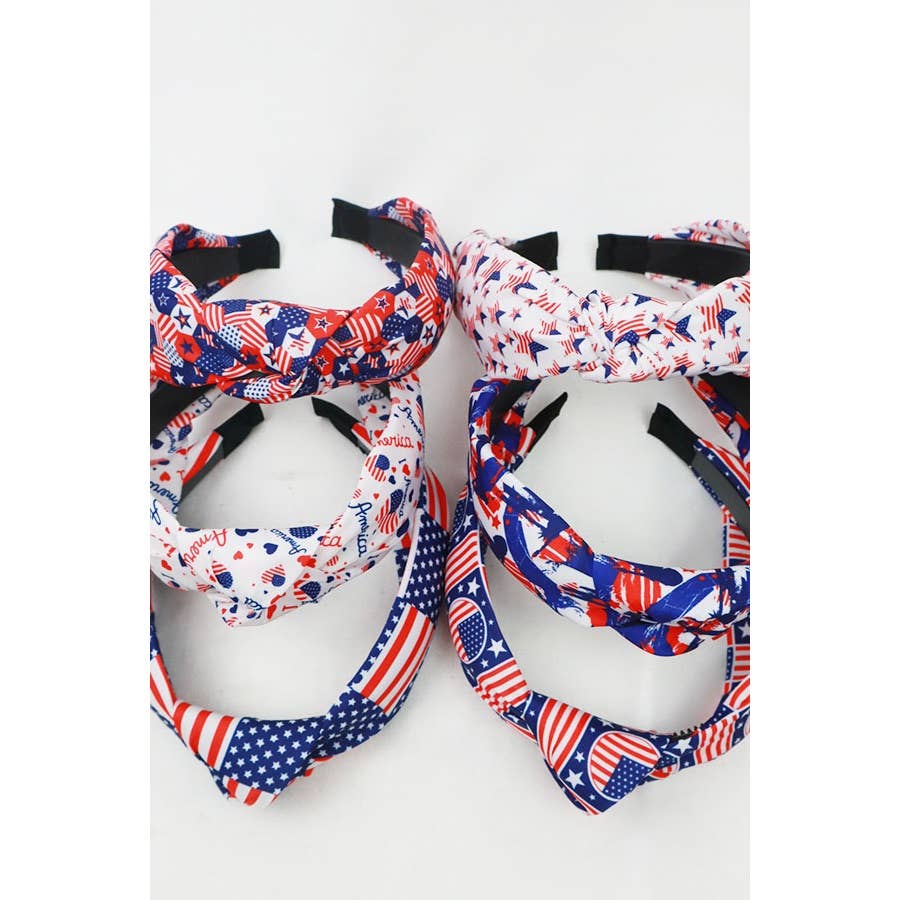 USA Flag American Patriotic Twisted  Headband