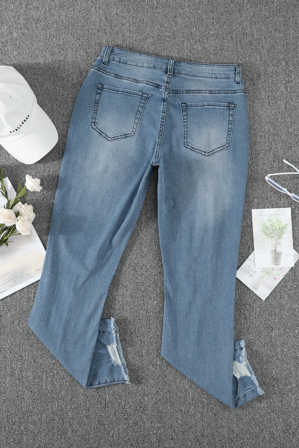 Ripped Slim Fit Washed Jeans