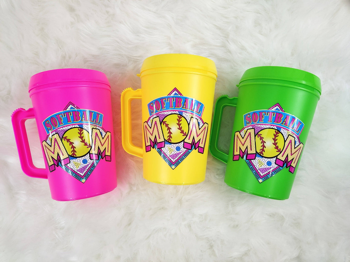 Softball MOM HIP SIPS Mega Mug 34oz: Hot Pink