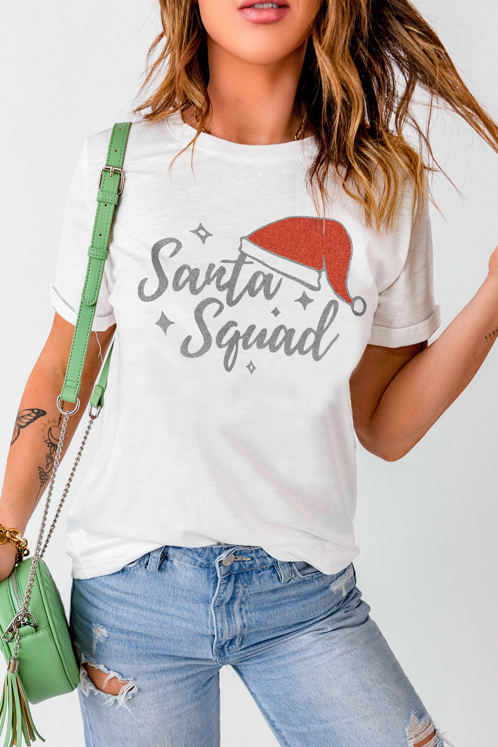 Santa Squad Graphic Print Short Sleeve T Shirt