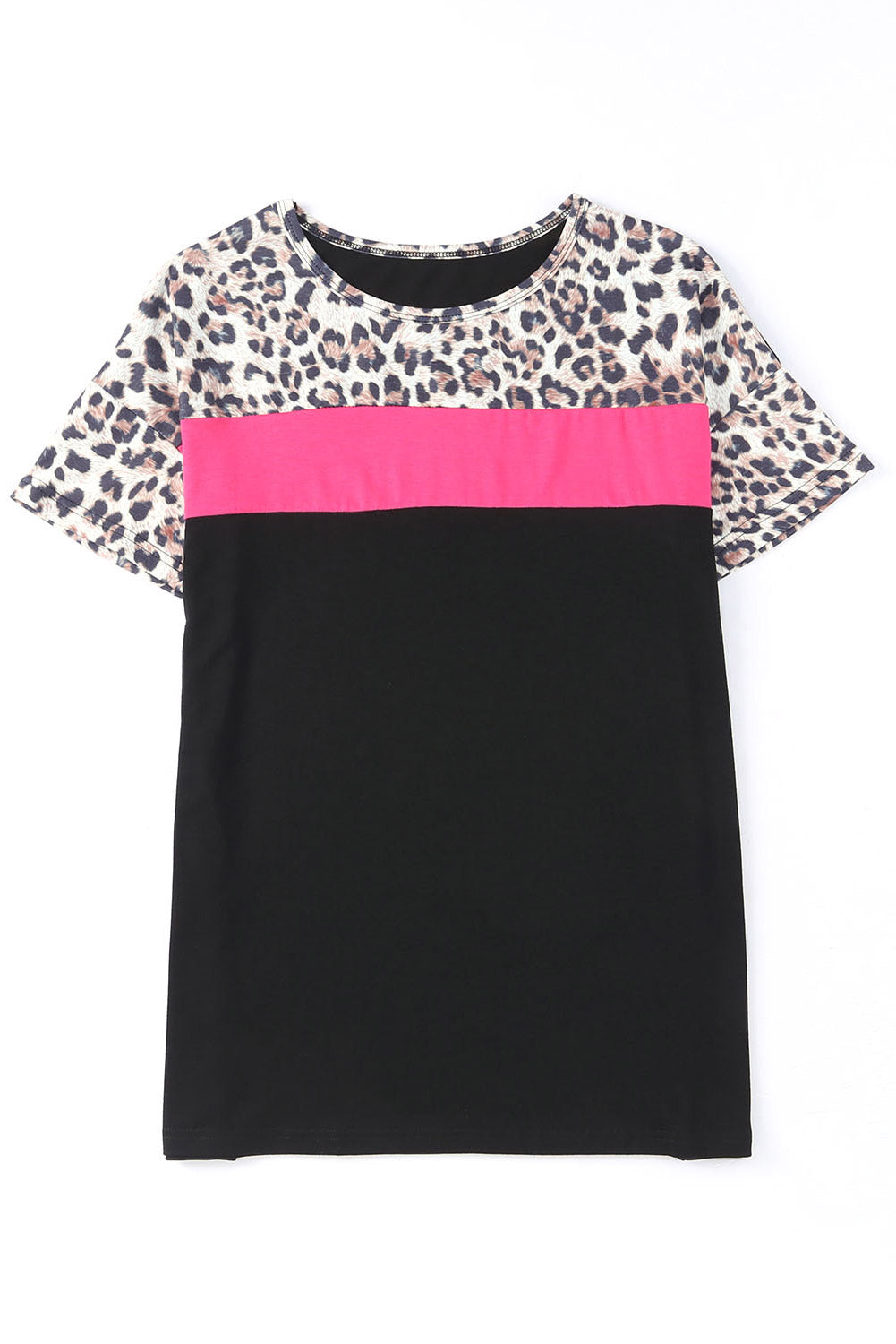 Leopard Colorblock Splicing T-shirt