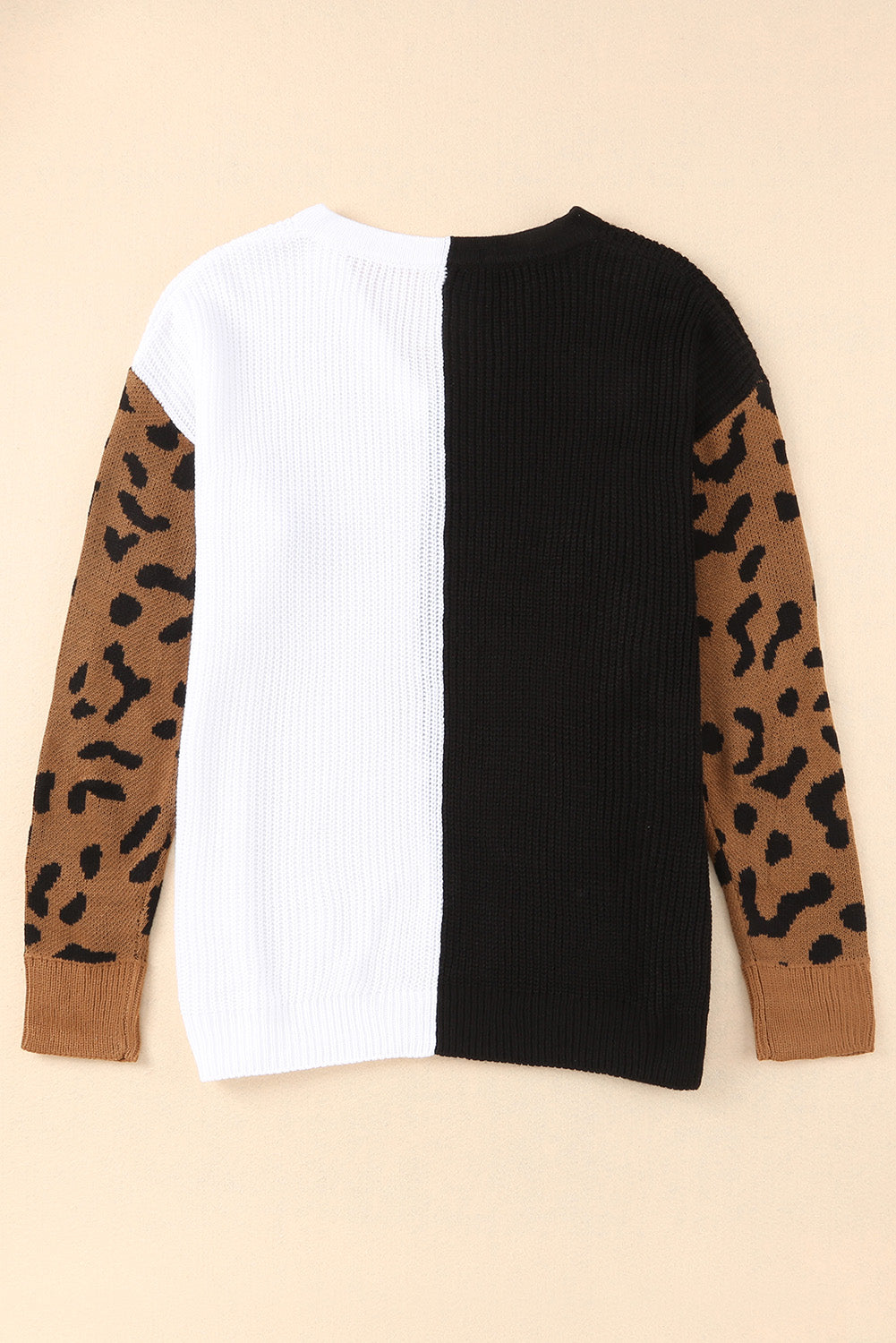 Print Contrast Color V Neck Sweater