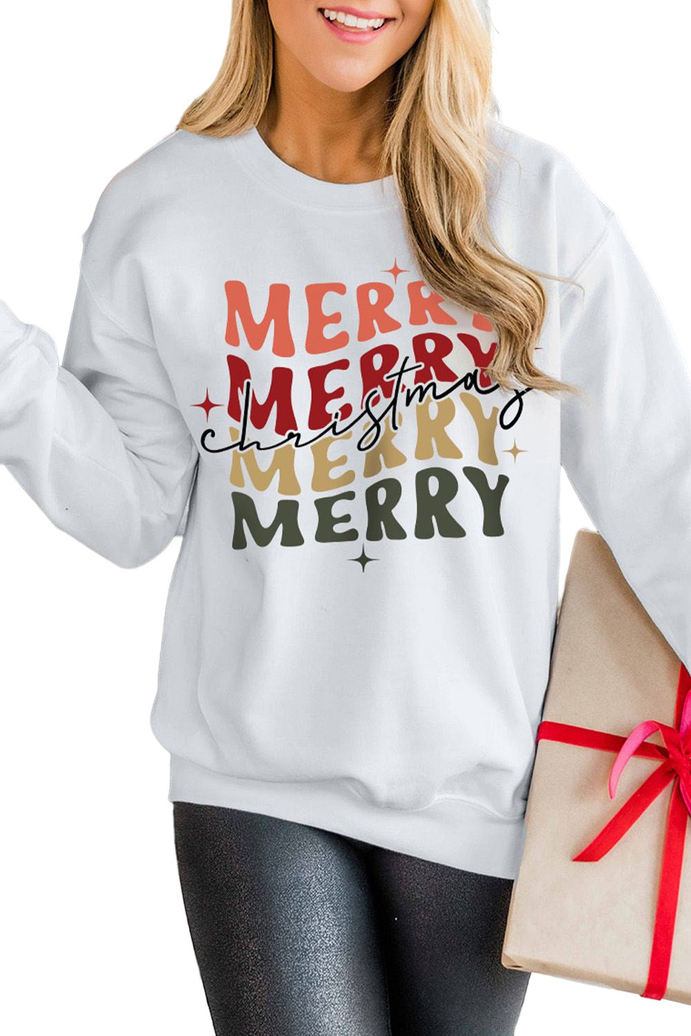 MERRY and BRIGHT Leopard Print Pullover Sweatshirt