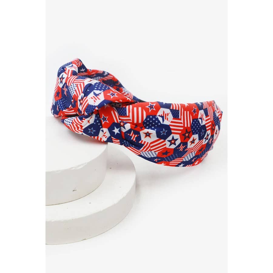 USA Flag American Patriotic Twisted  Headband