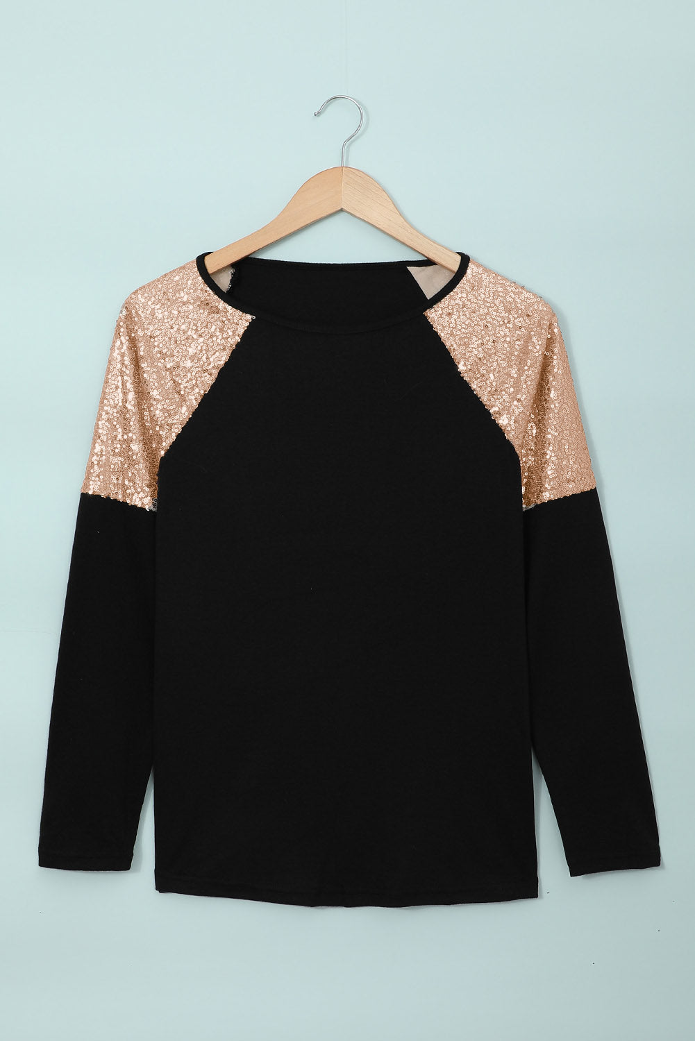 Sequin Shoulder Long Sleeve Top