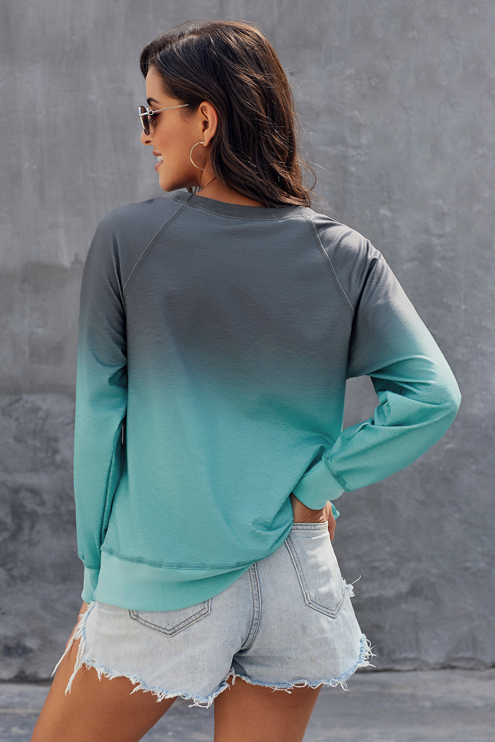 Ombre Crewneck Long Sleeve Sweatshirt