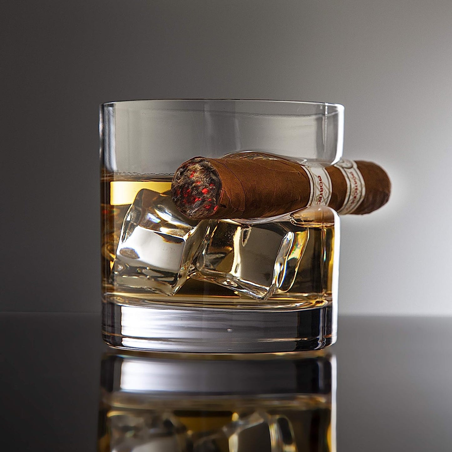 New Gifts for Men, Cigar Whiskey Glass, Old Fashioned Whiskey Glasses With Indented Cigar Rest
