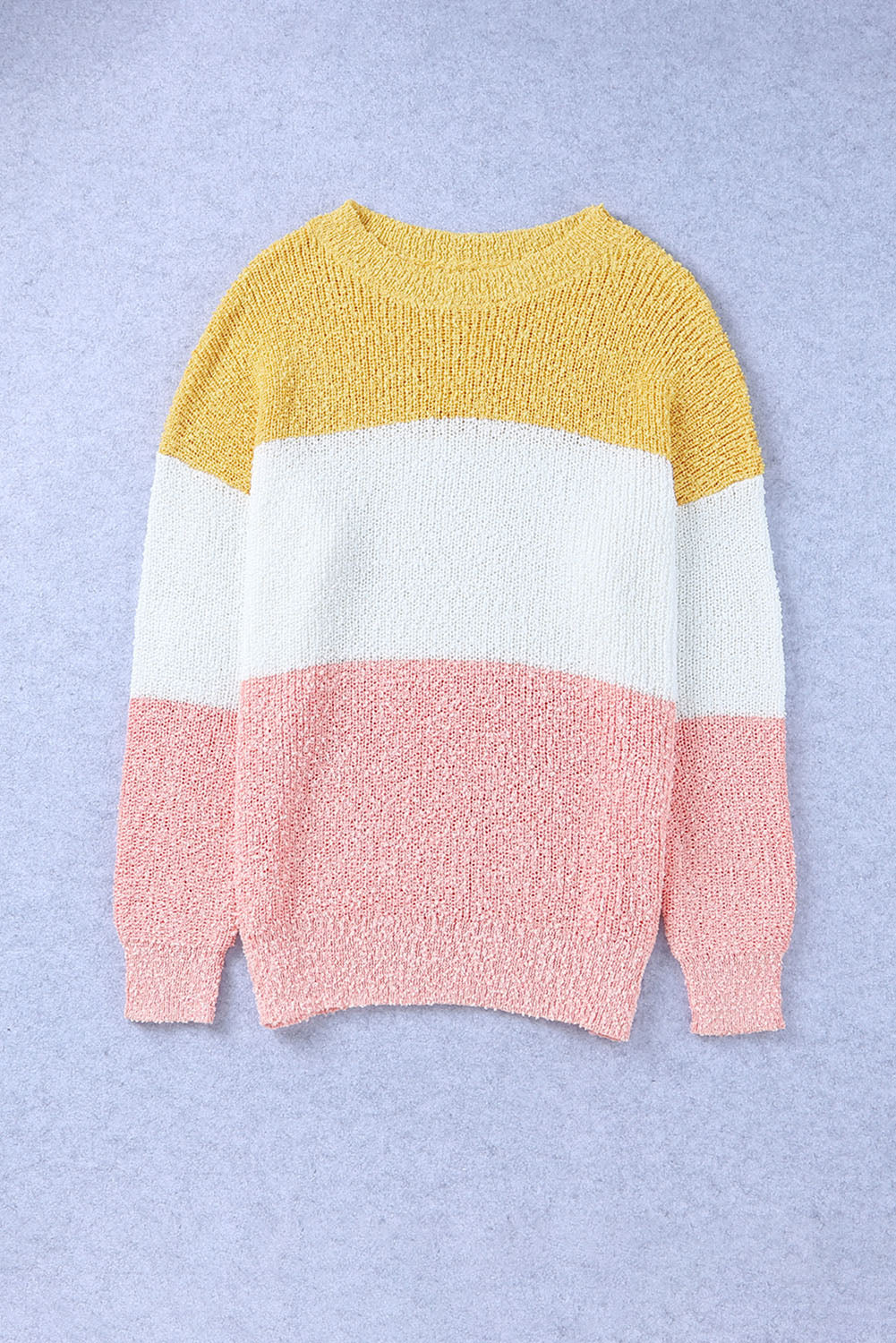 Colorblock Bubble Sleeve Plus Size Sweater