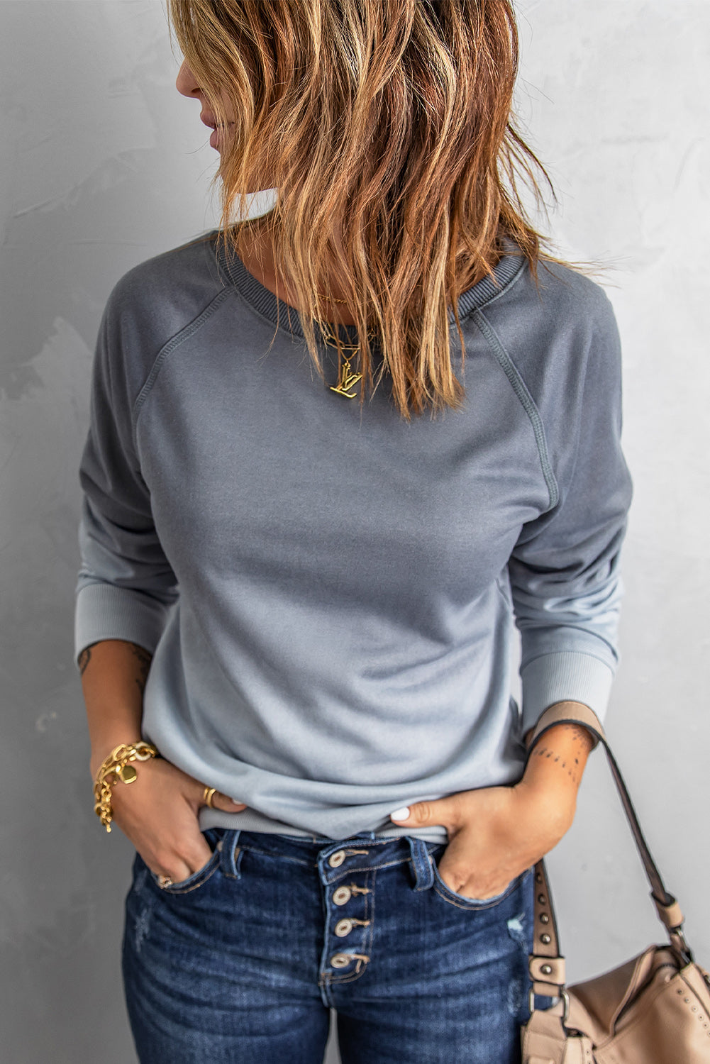 Ombre Crewneck Long Sleeve Sweatshirt