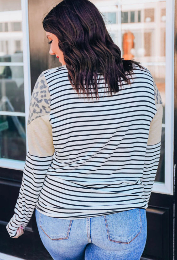 LEOPARD/ STRIPE CURVY TOP