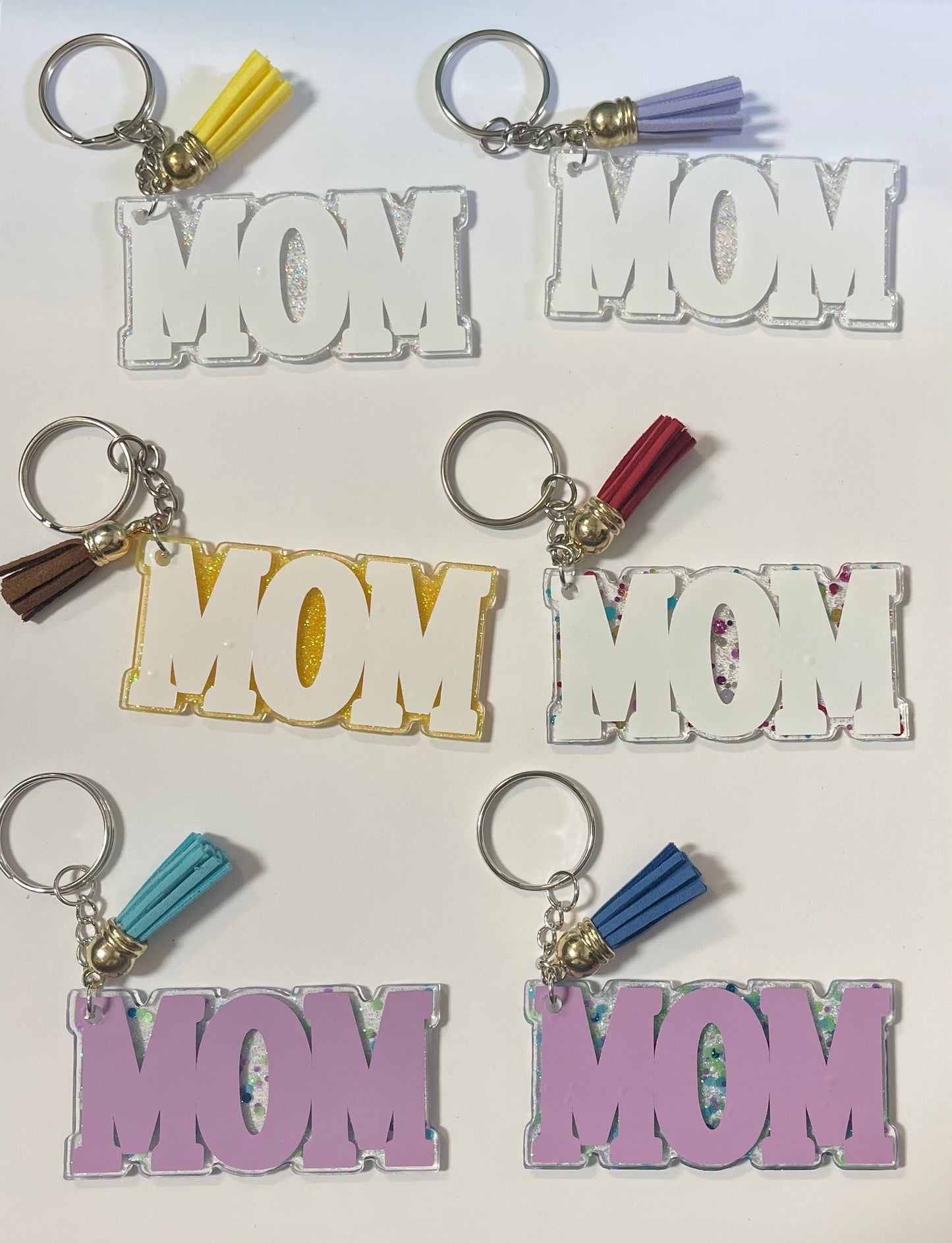 Mom Glitter Keychain