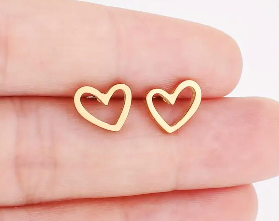 Gold Heart Studs