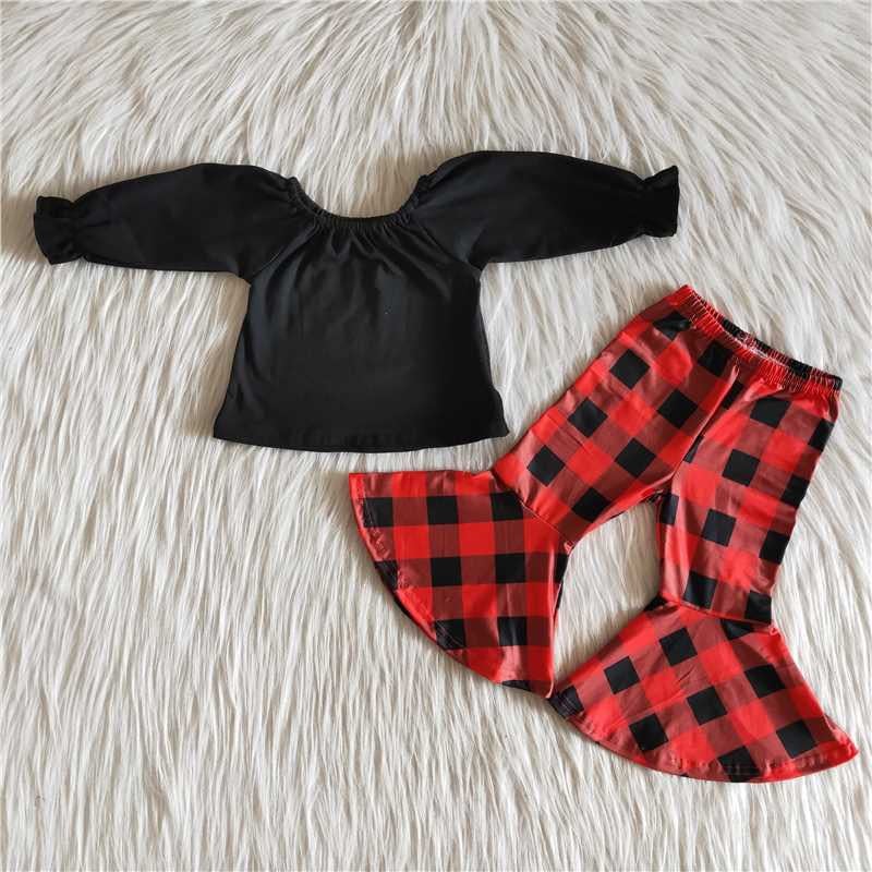 Red/Black Buffalo Plaid Bell Set