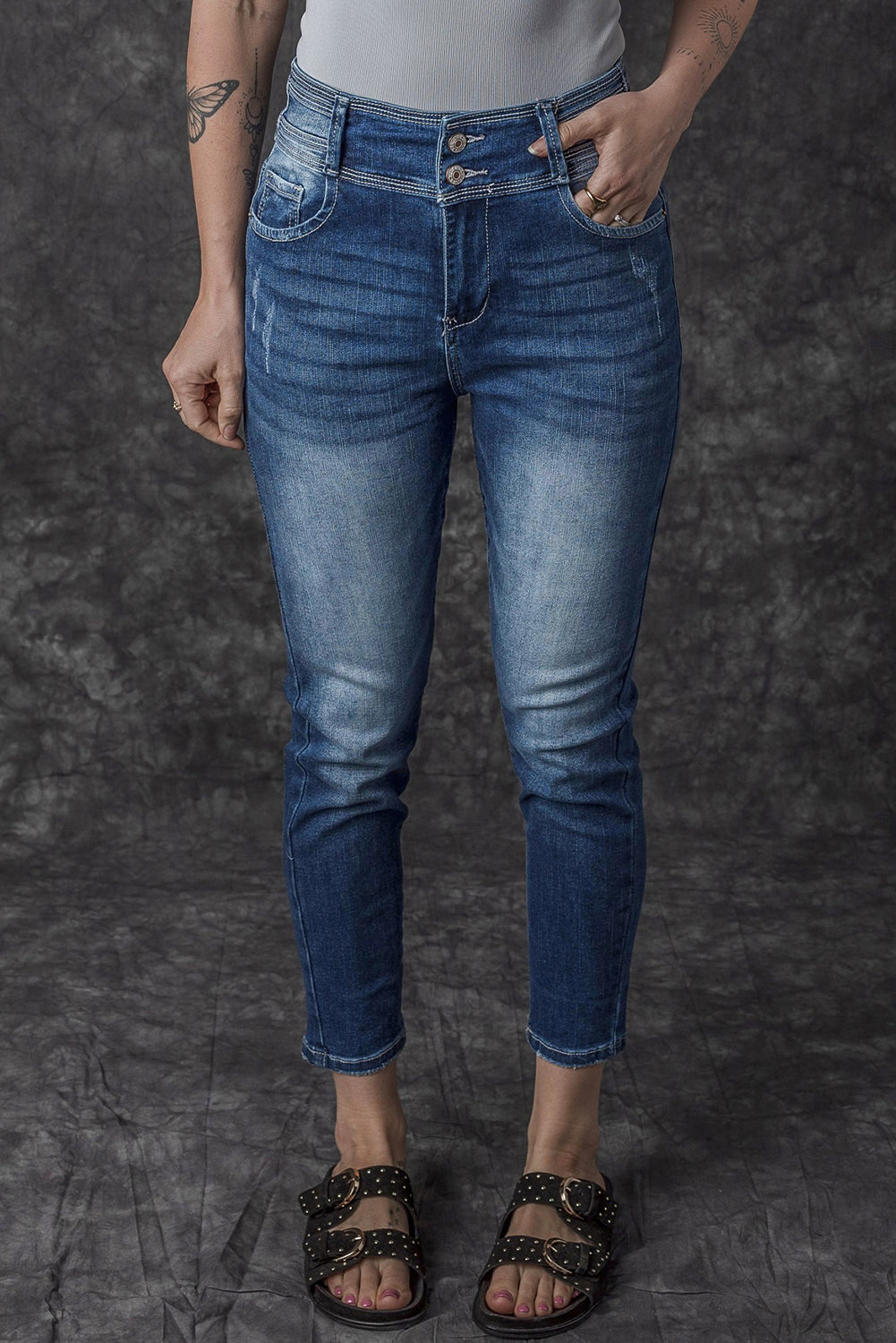 Vintage Wash High Waist Skinny Jeans