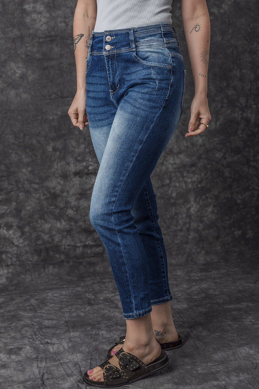 Vintage Wash High Waist Skinny Jeans