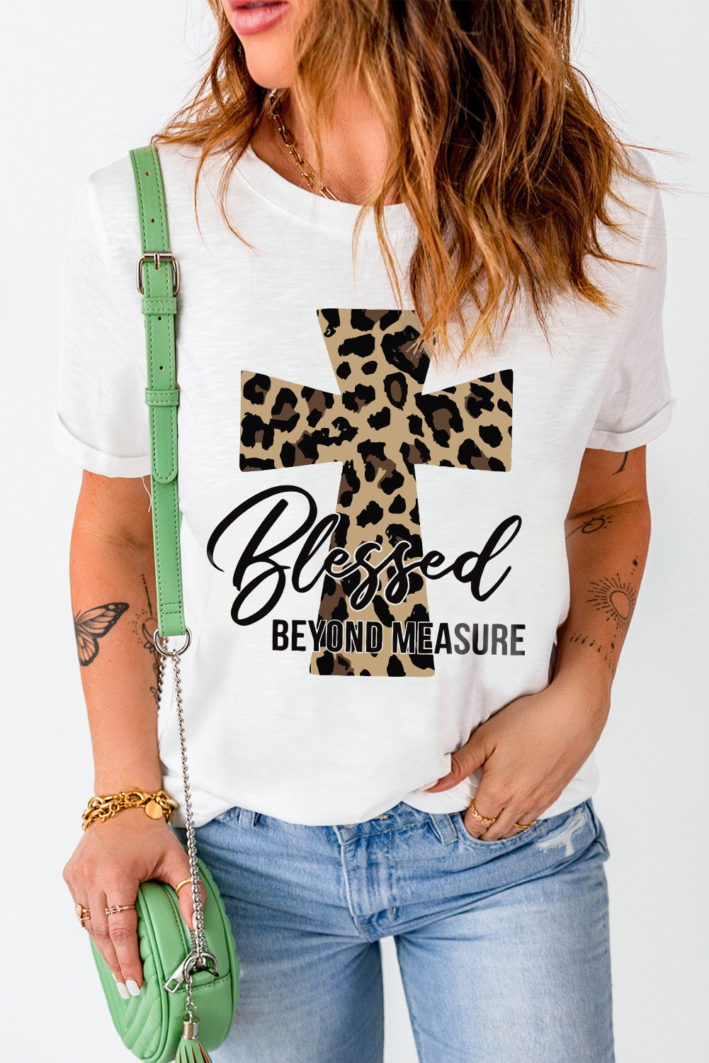 Khaki AMEN Leopard Print Short Sleeve Graphic T Shirt