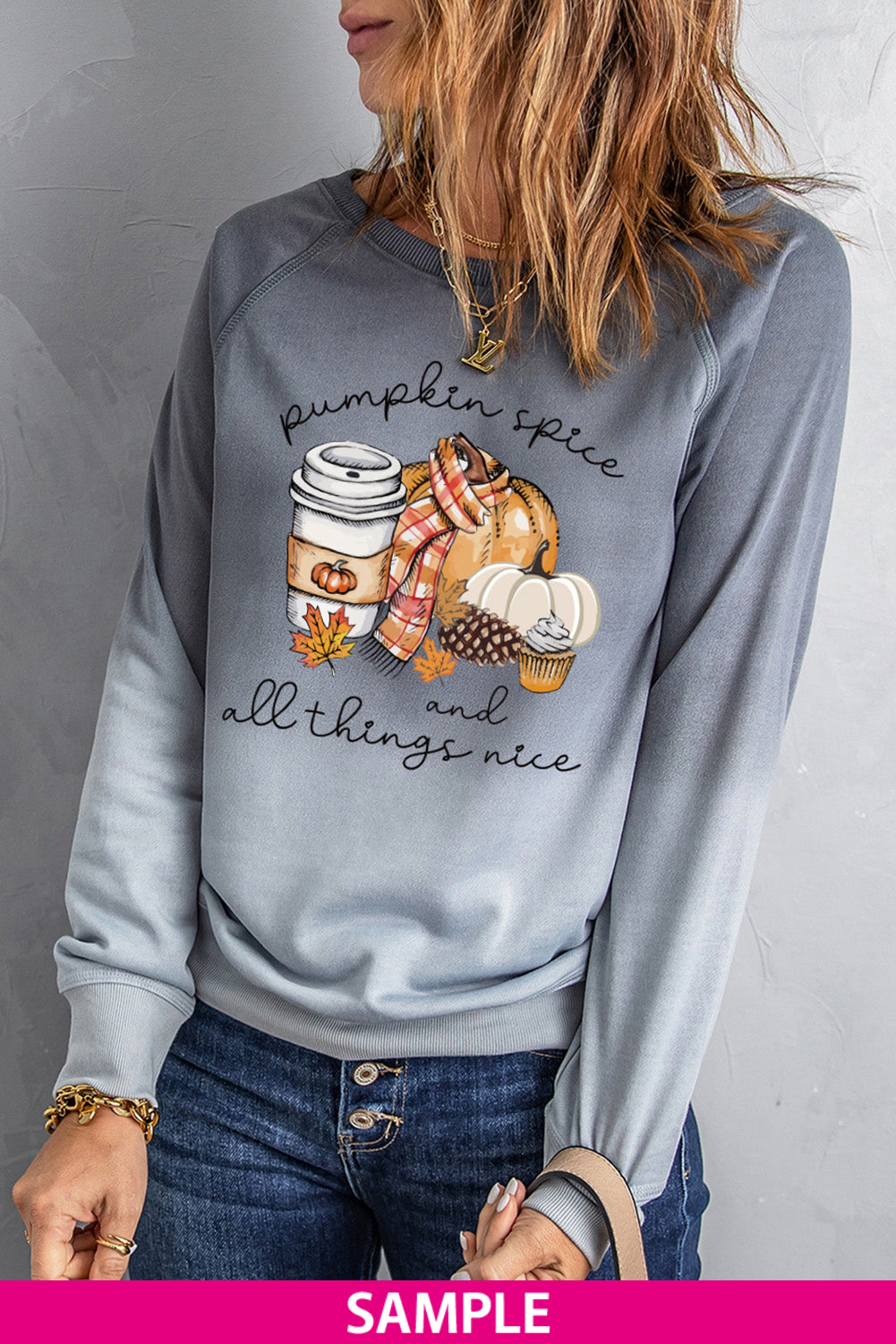 Ombre Crewneck Long Sleeve Sweatshirt