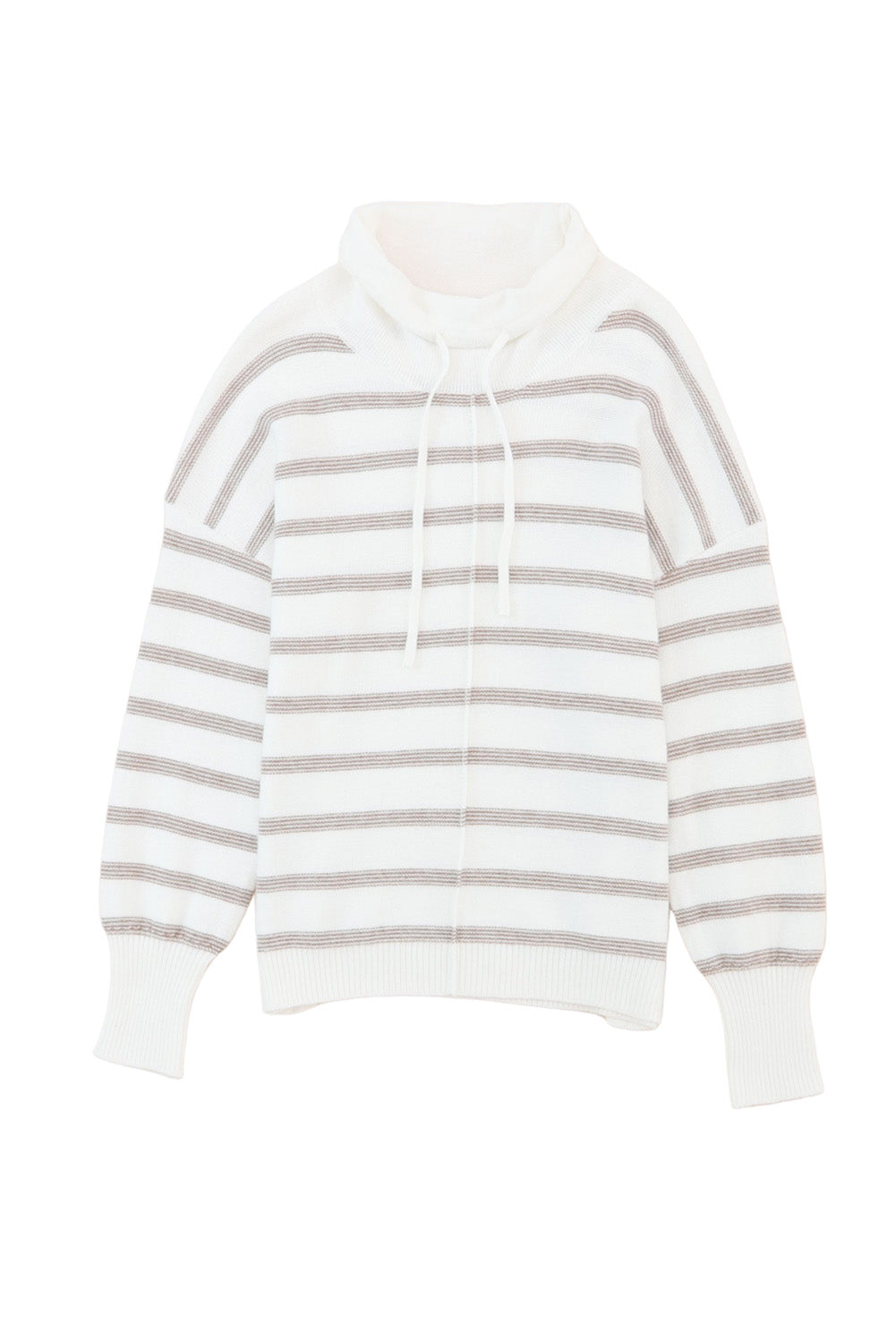 Cowl Neck Striped Print Drop Shoulder Sweater