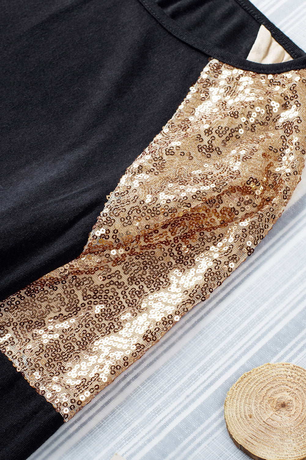 Sequin Shoulder Long Sleeve Top