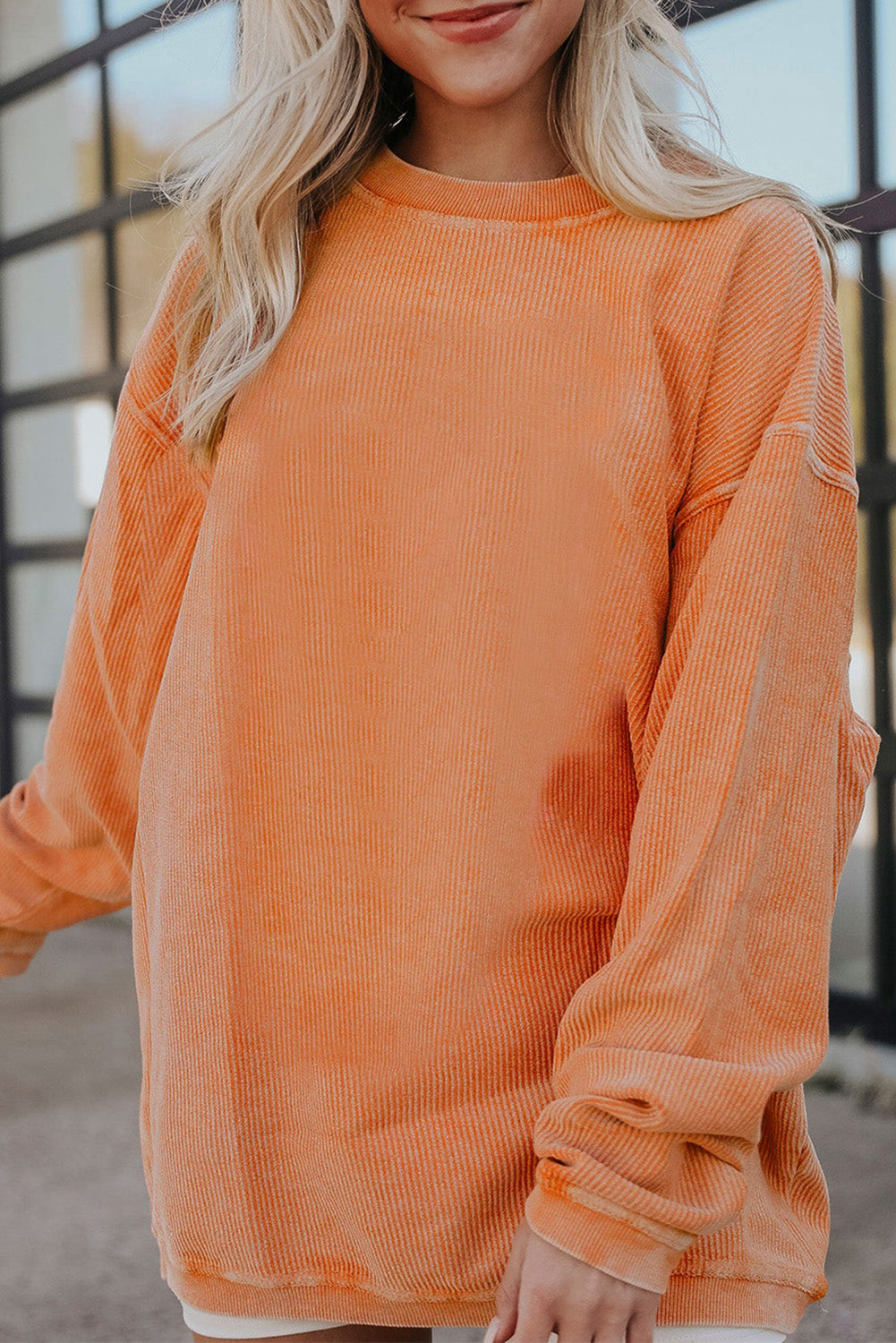 Orange JOLENE Ribbed Corded Oversized Sweatshirt