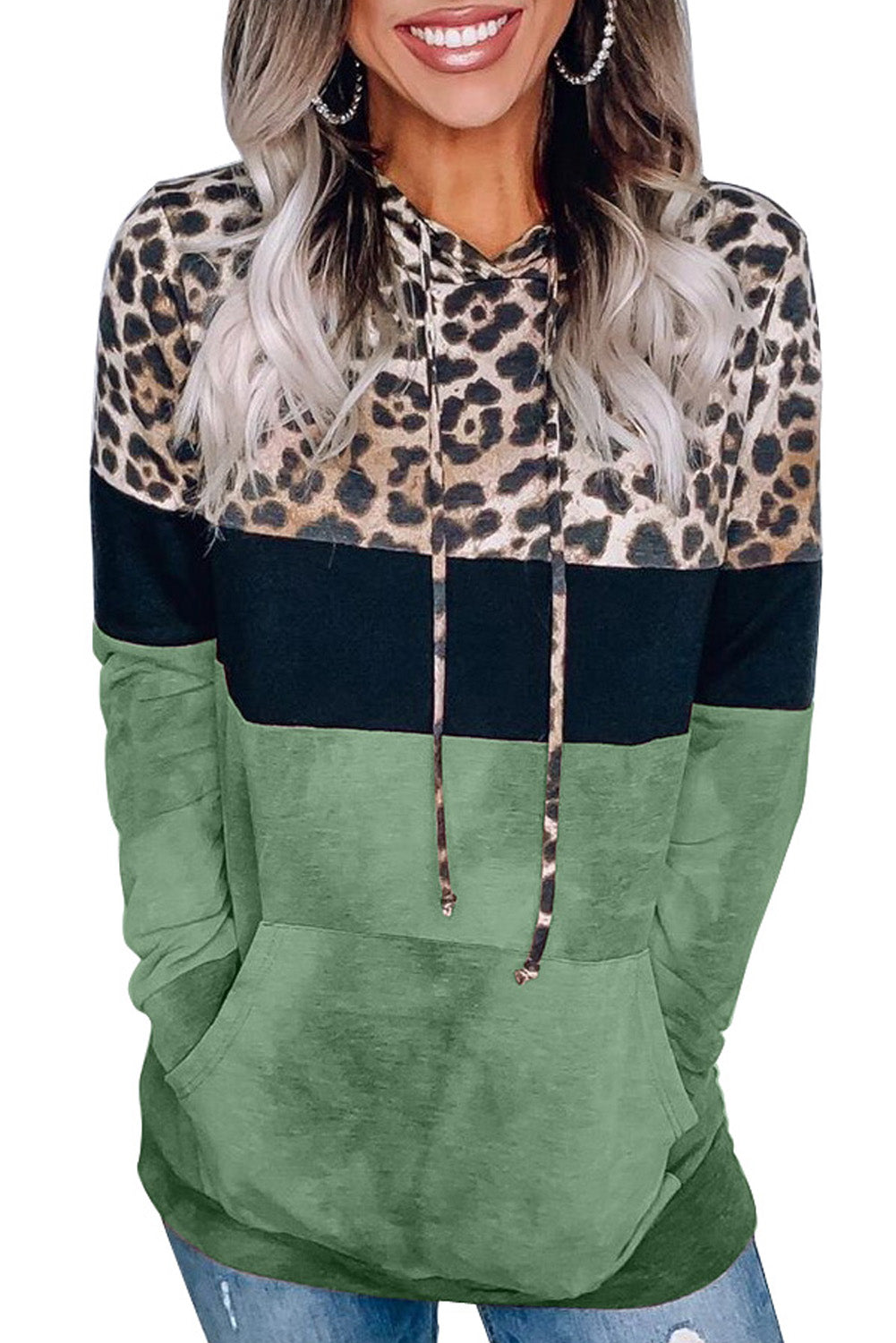 Leopard Tie Dye Colorblock Hoodie