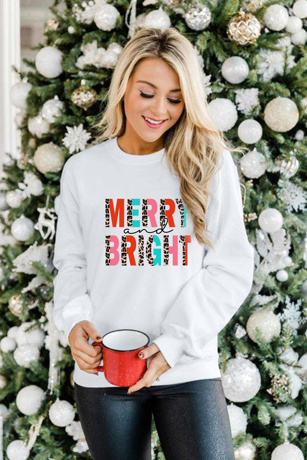 MERRY and BRIGHT Leopard Print Pullover Sweatshirt