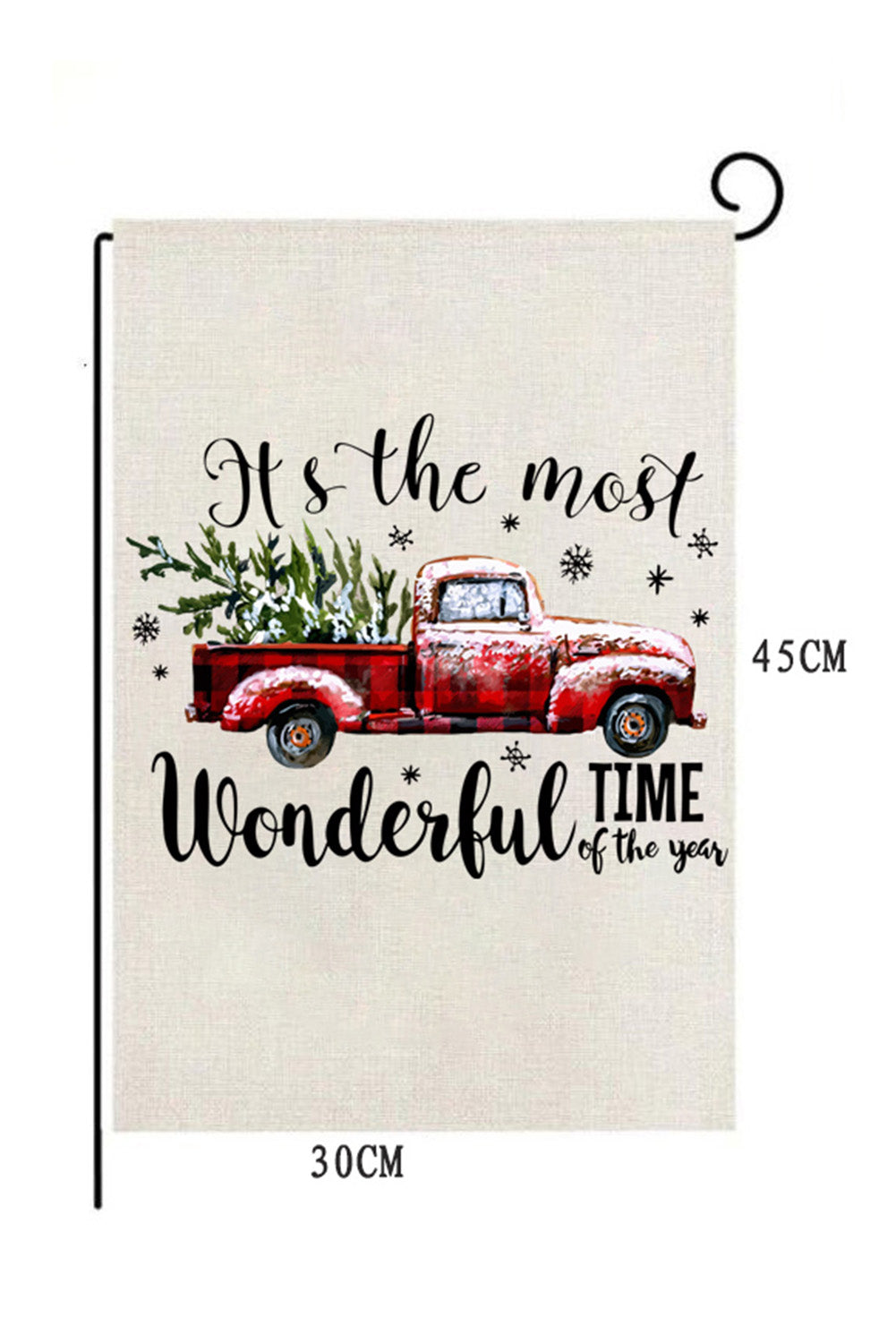 Beige Wonderful Christmas Time Print Garden Flag