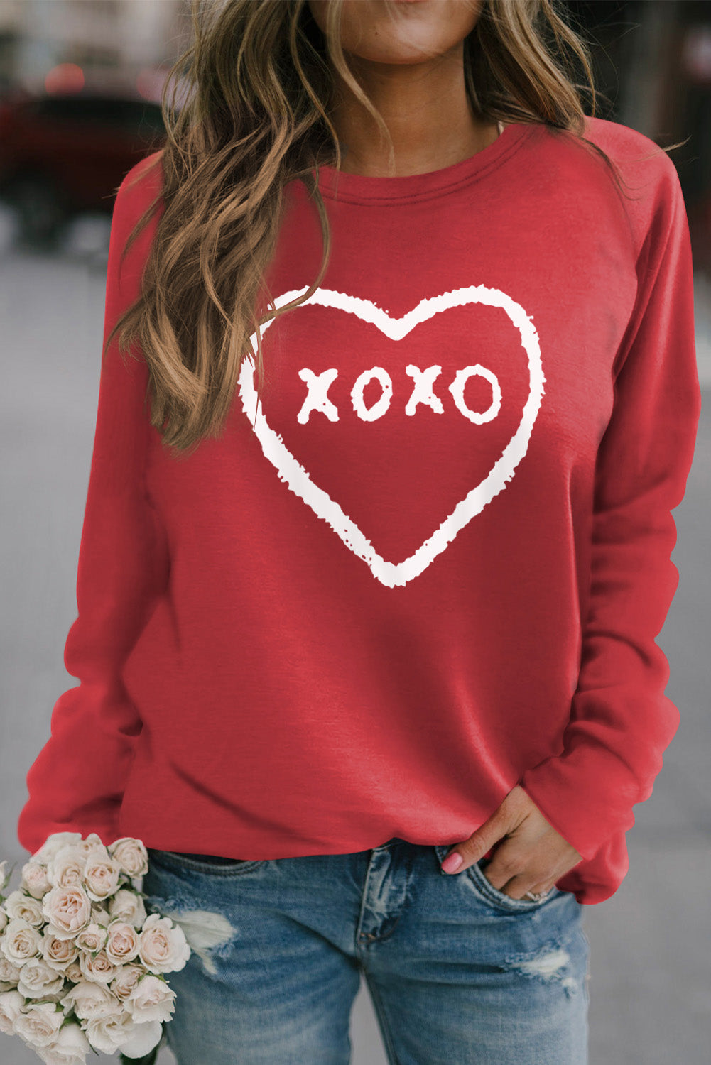 xoxo Heart Pattern Print Valentines Sweatshirt