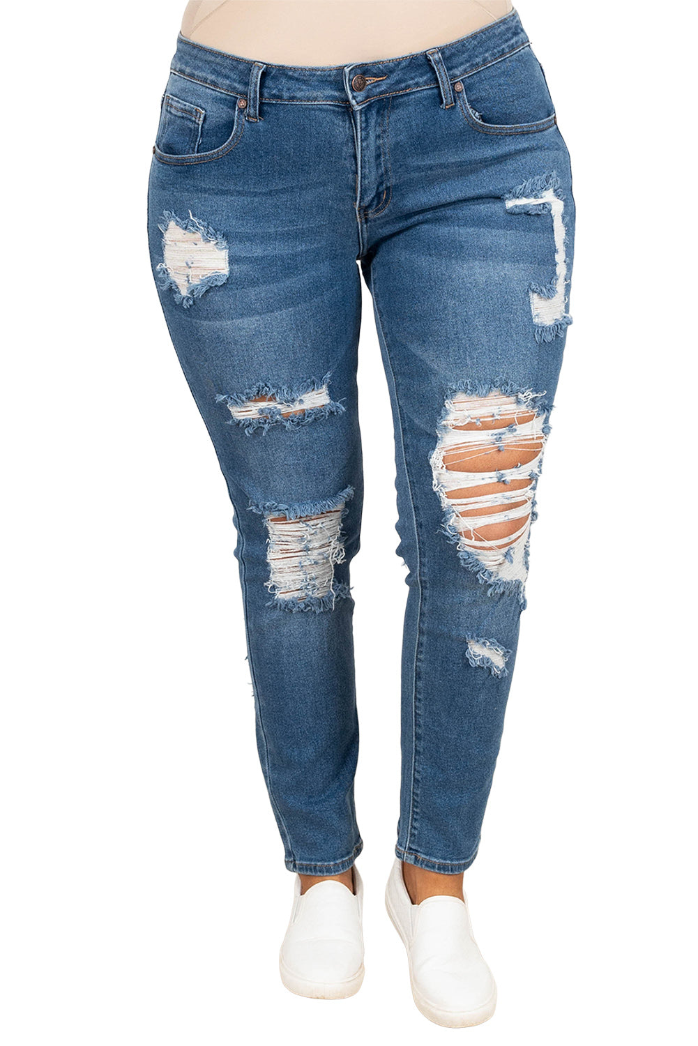 Plus Size Distressed Ripped Skinny Jeans