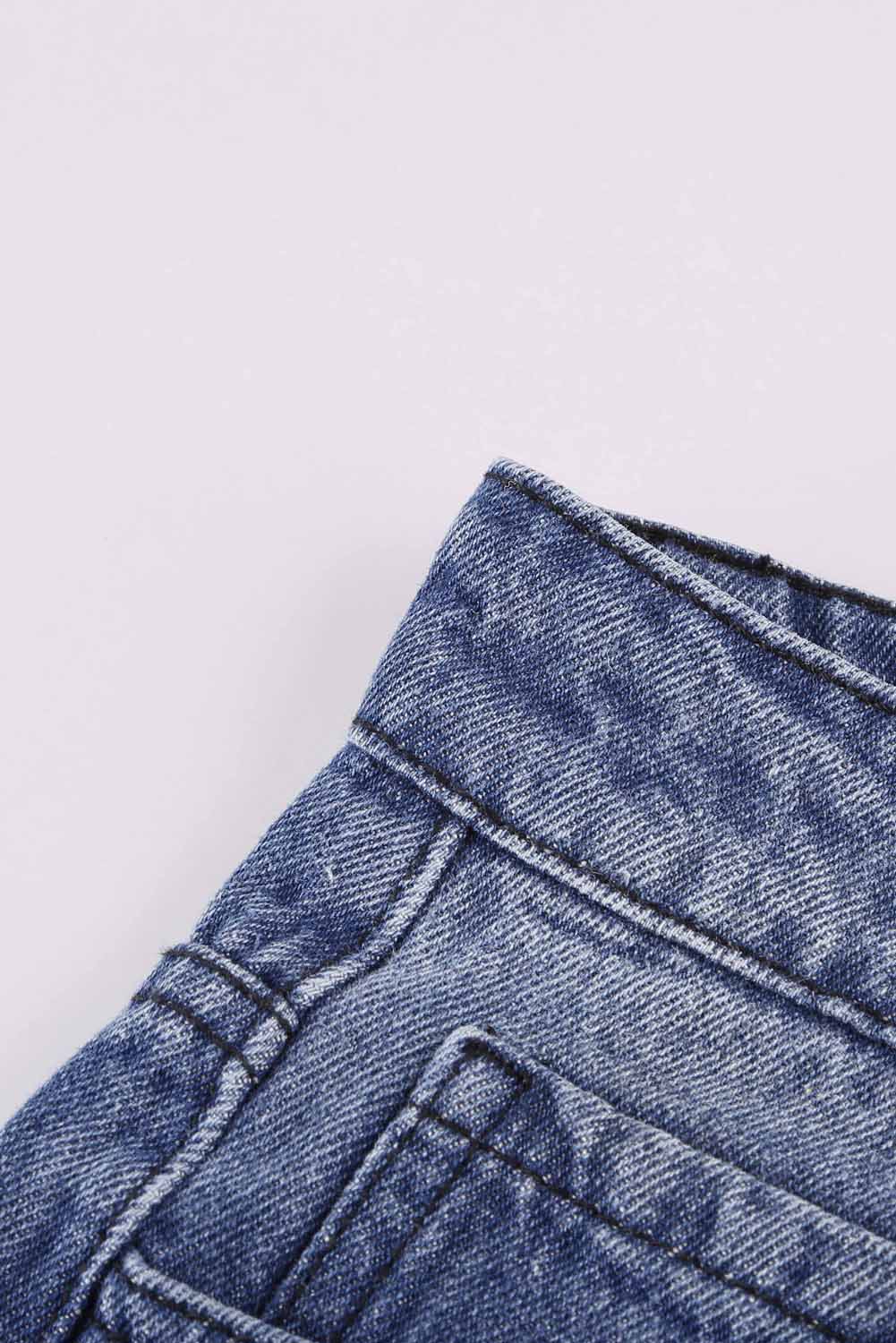 Ripped Slim Fit Washed Jeans