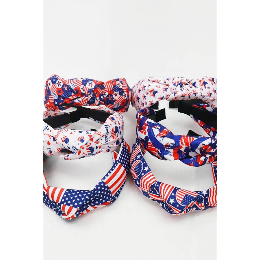 USA Flag American Patriotic Twisted  Headband