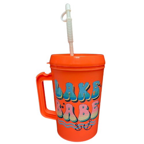 "Lake Babe" HIP SIPS Mega Mug 34oz: Coral