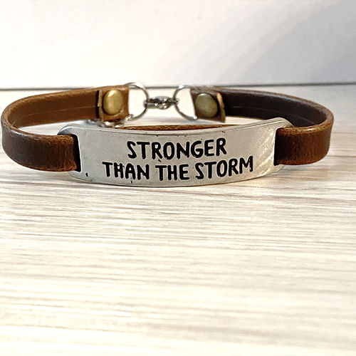 Stronger Than The Storm Leather Bracelet