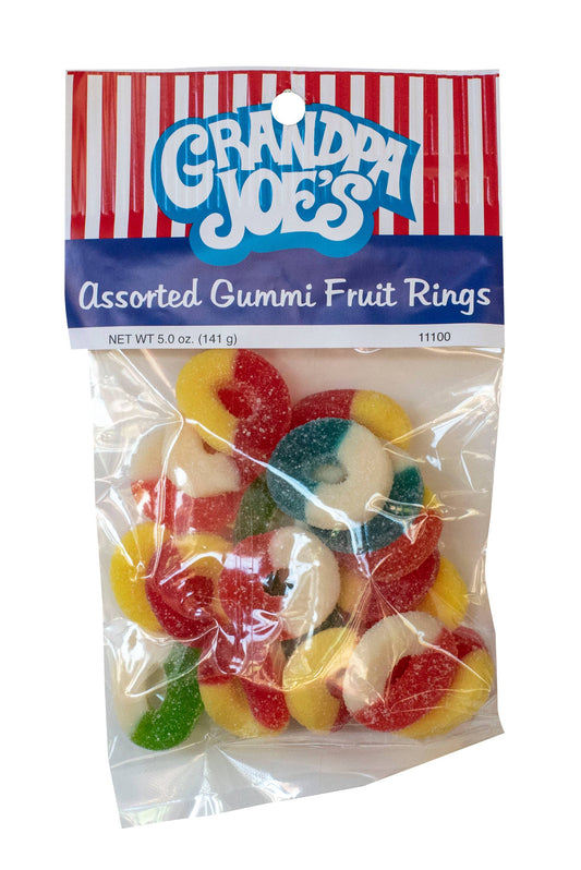 Grandpa Joe's Peg Bags, Asst. Gummi Fruit Rings, 12 Ct Case
