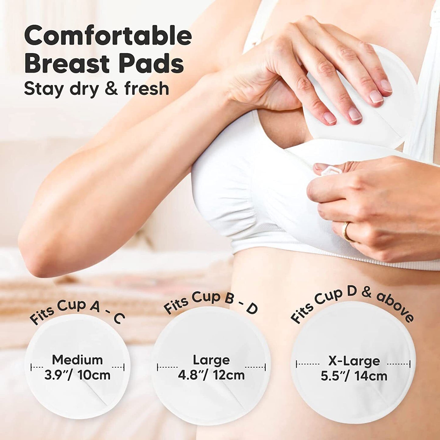 Organic Bamboo 3-Layers Nursing Breast Pads - 14 Washable Pads + Wash Bag NEW