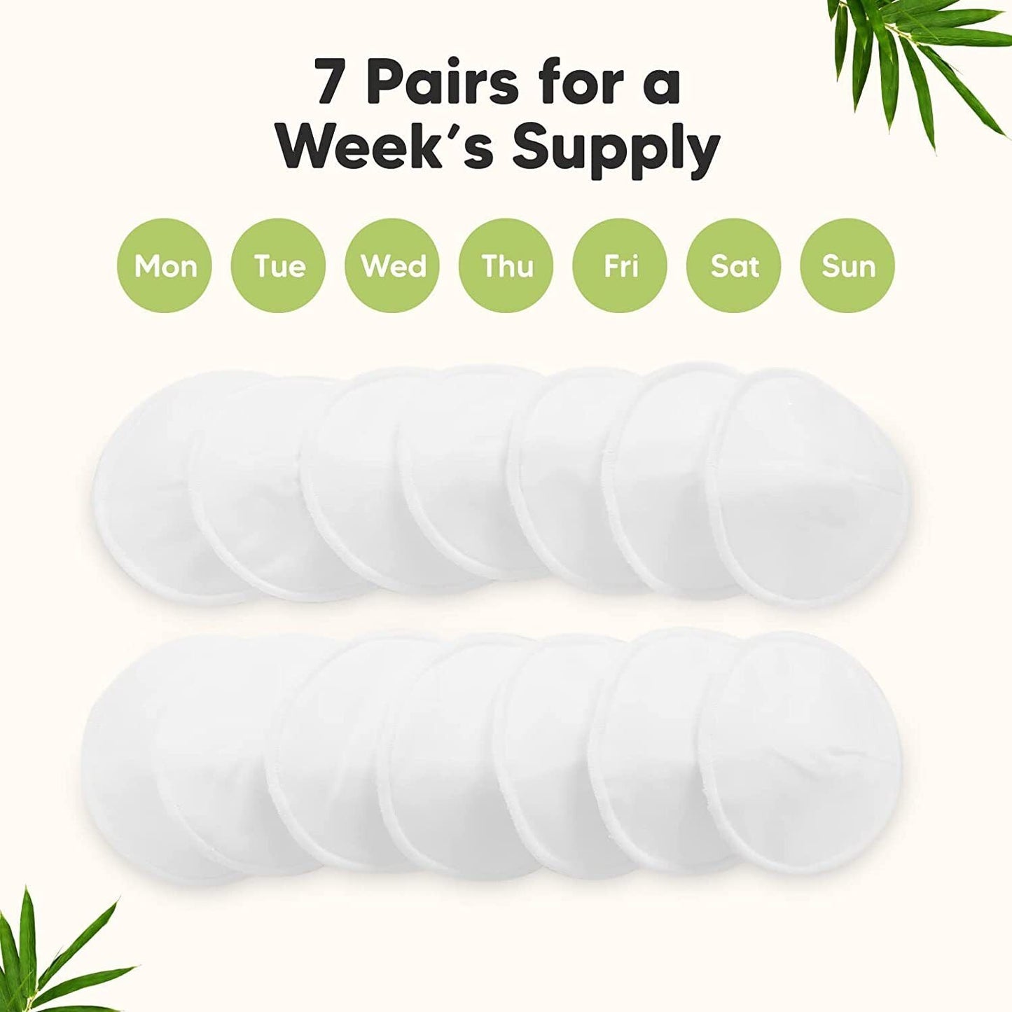Organic Bamboo 3-Layers Nursing Breast Pads - 14 Washable Pads + Wash Bag NEW