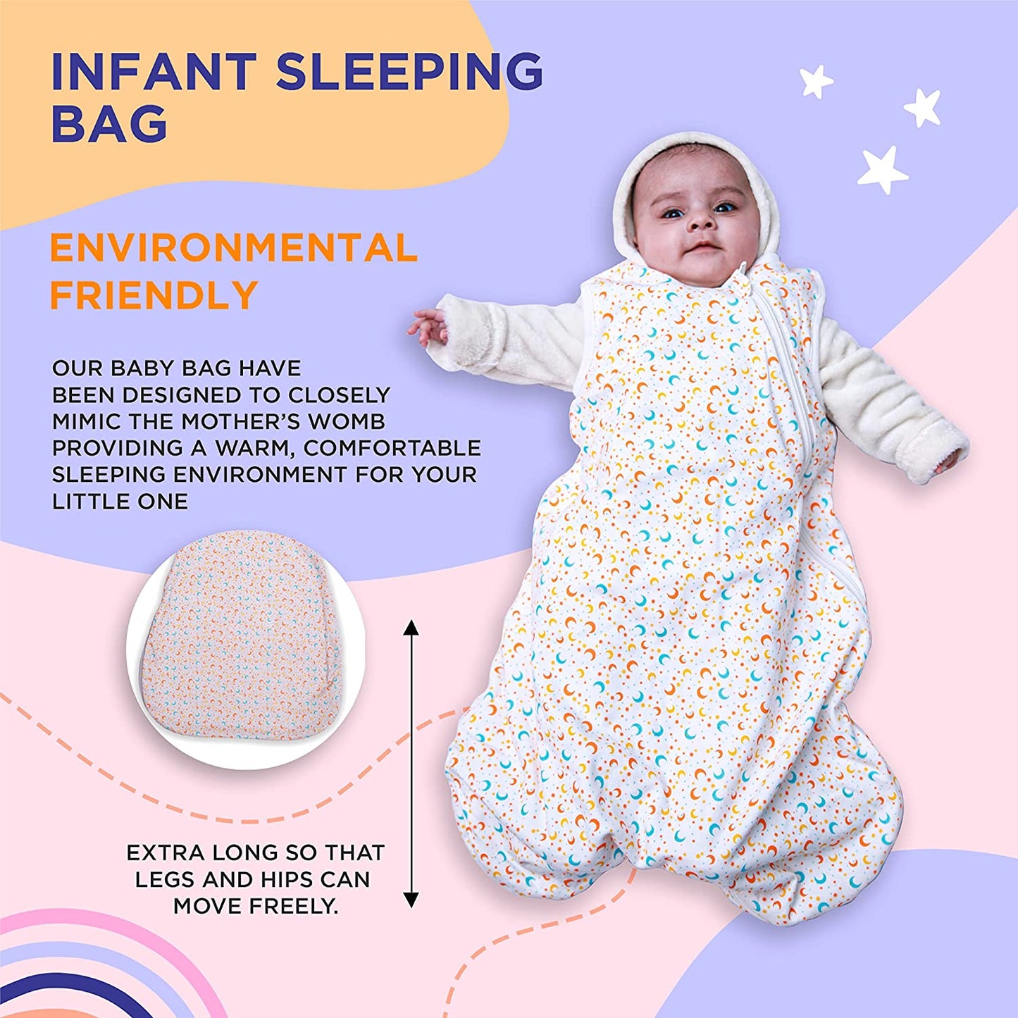 Baby Sleep Sack and Baby Bibs with 100% Cotton Material Toddler Sleeping Sack, Cute and Comfortable Baby Swaddle Sack has Adjustable Length for Infants and Toddlers (White, 6-15 Months)