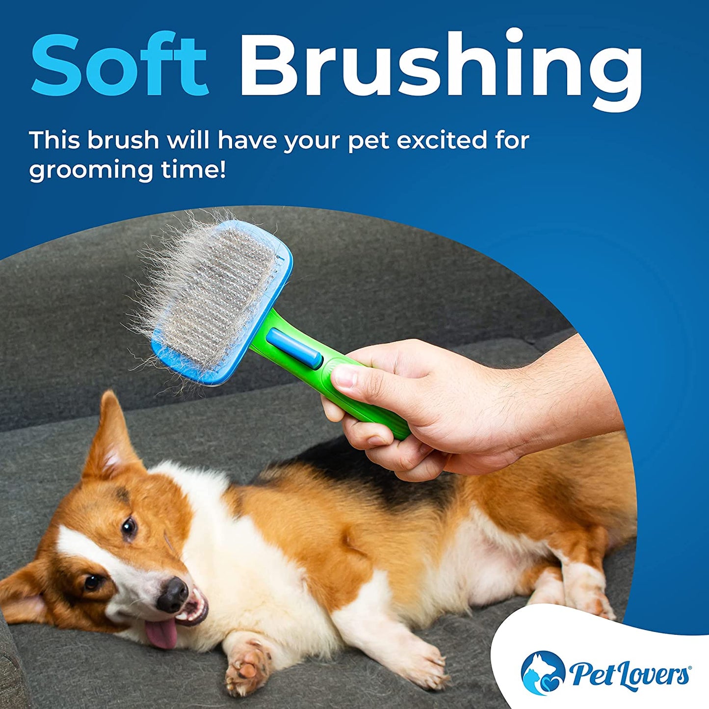 New EzSlicker Brush - Self Cleaning Dog and Cat Hair Brush, Efficient Shedding Grooming Tool for Long and Short Haired Dogs & Indoor Cats, Deshedding Comb for Fur Coats