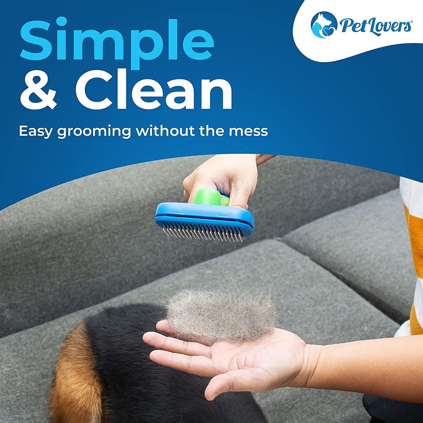 New EzSlicker Brush - Self Cleaning Dog and Cat Hair Brush, Efficient Shedding Grooming Tool for Long and Short Haired Dogs & Indoor Cats, Deshedding Comb for Fur Coats