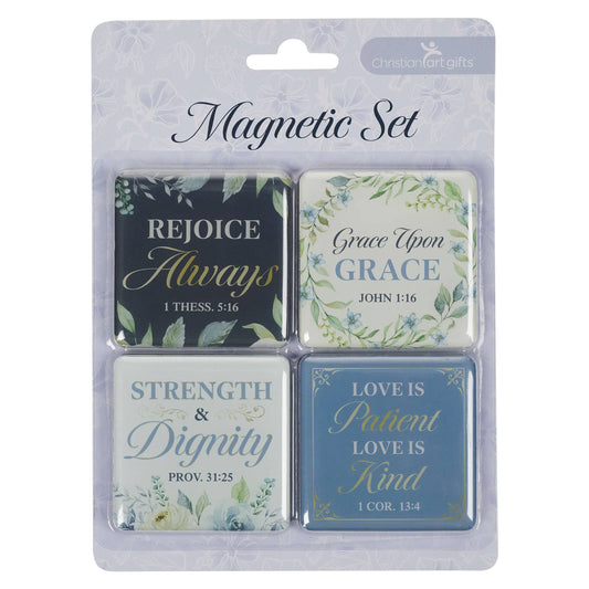 Strength and Dignity Indigo Rose Magnet Set