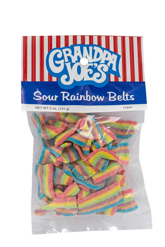 Grandpa Joe's Peg Bags, Sour Rainbow Belts, 5oz, 12 Ct Case